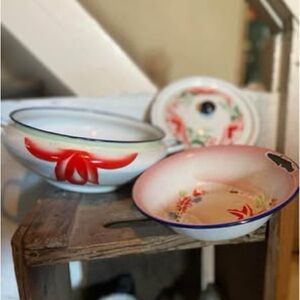 Bumper Harvest and  Lucky Elephant vintage Enamel ware